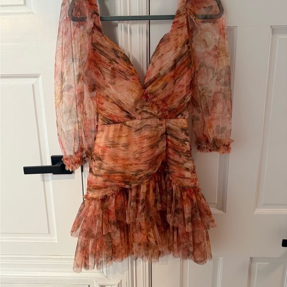 Dresses & Skirts - Floral Sheer Ruffle Dress